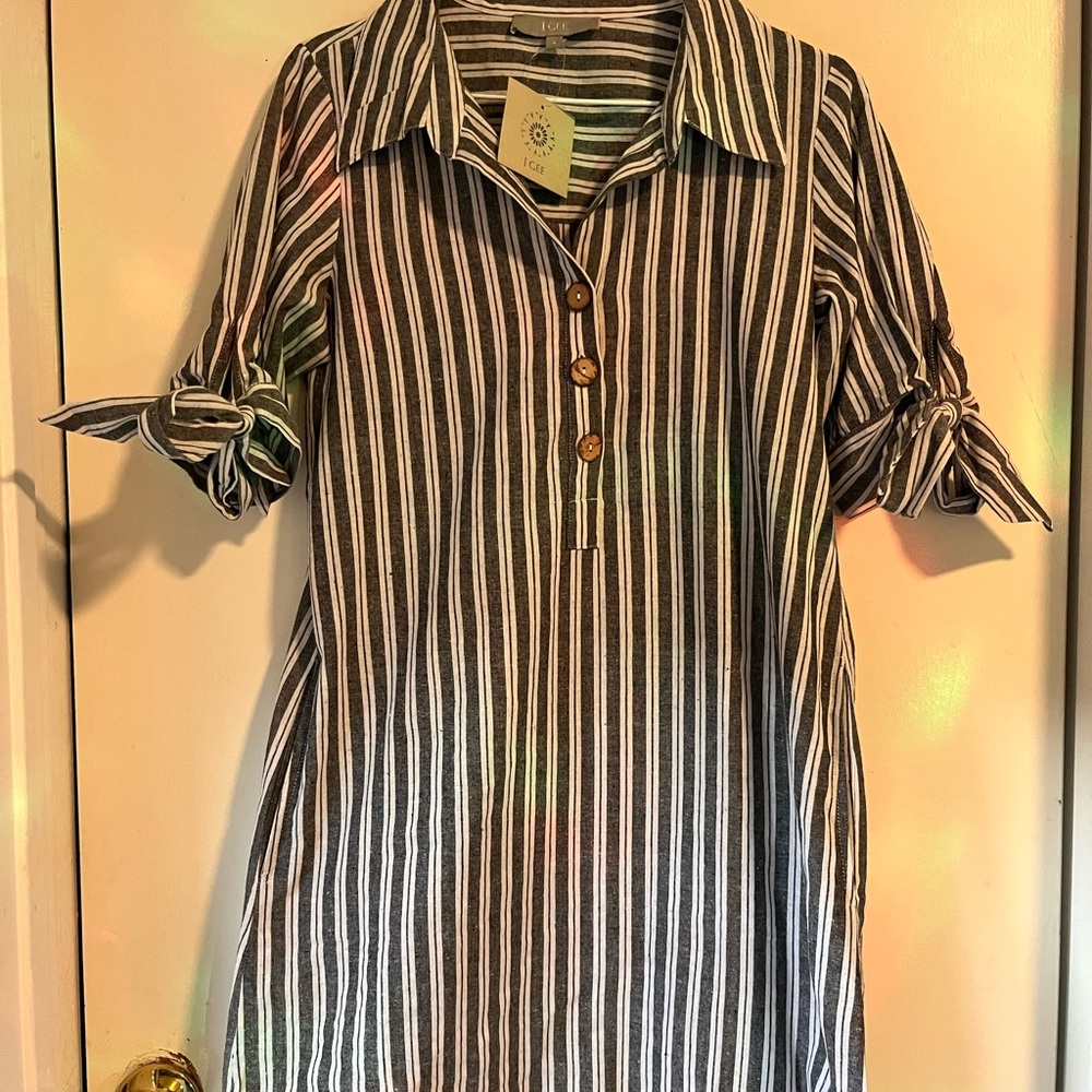 Striped Button-Up Dress